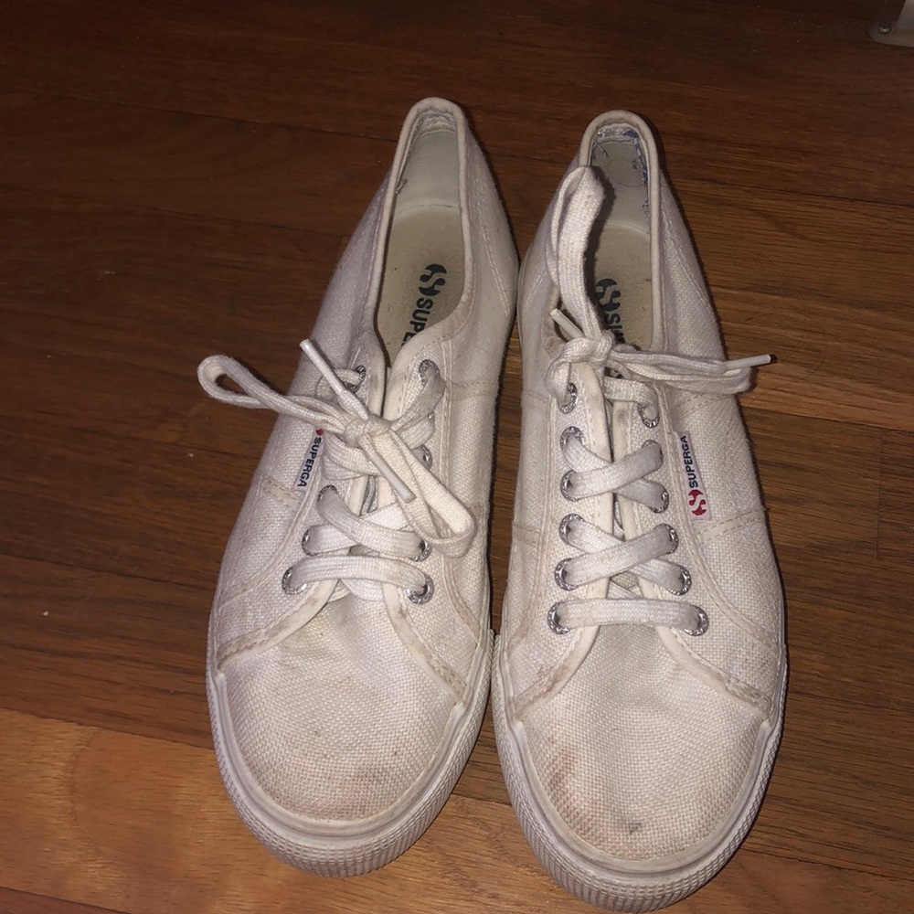 White Superga Platform Sneakers